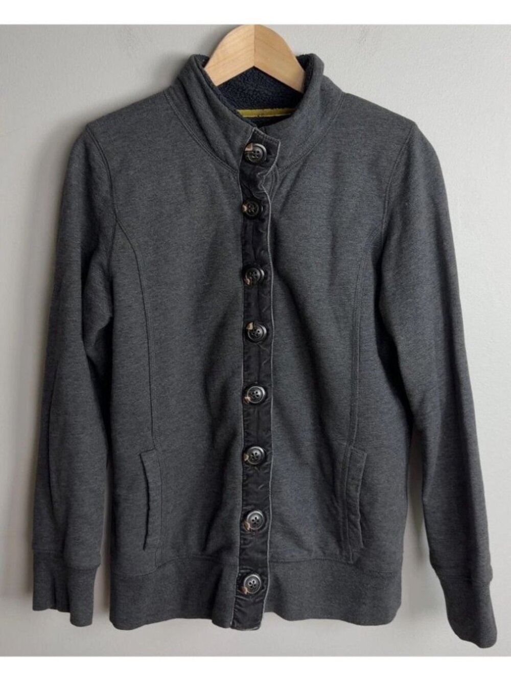 Boden Grey Button-Up Sweatshirt Jacket Fleece Lined Size US 6 Women’s